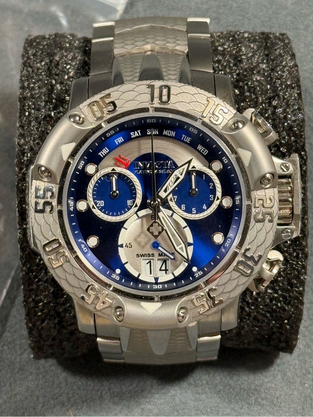 Invicta 26209 SubAqua Poseidon Silver and Blue Stainless Chronograph Watch